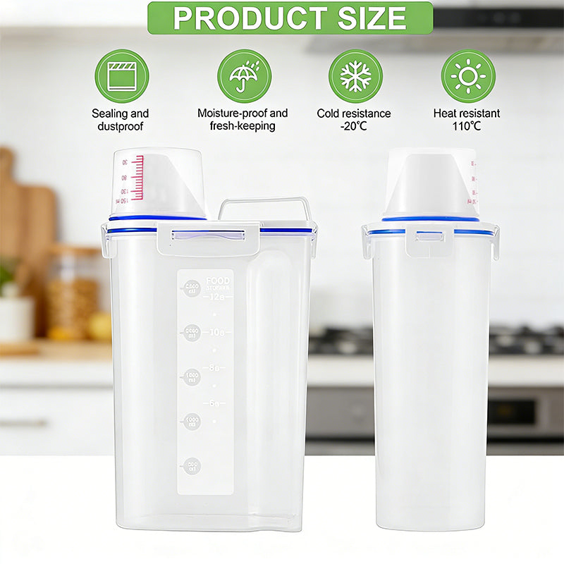 Asnews 5.5/11/22 Lbs Rice Dispenser Storage With Date Tracker & Spice Box, Bpa-Free Clear Rice Holder Dispenser, Cereal Dispenser For Pantry For Rice, Quinoa, Corn, Beans, And Other Small Grains