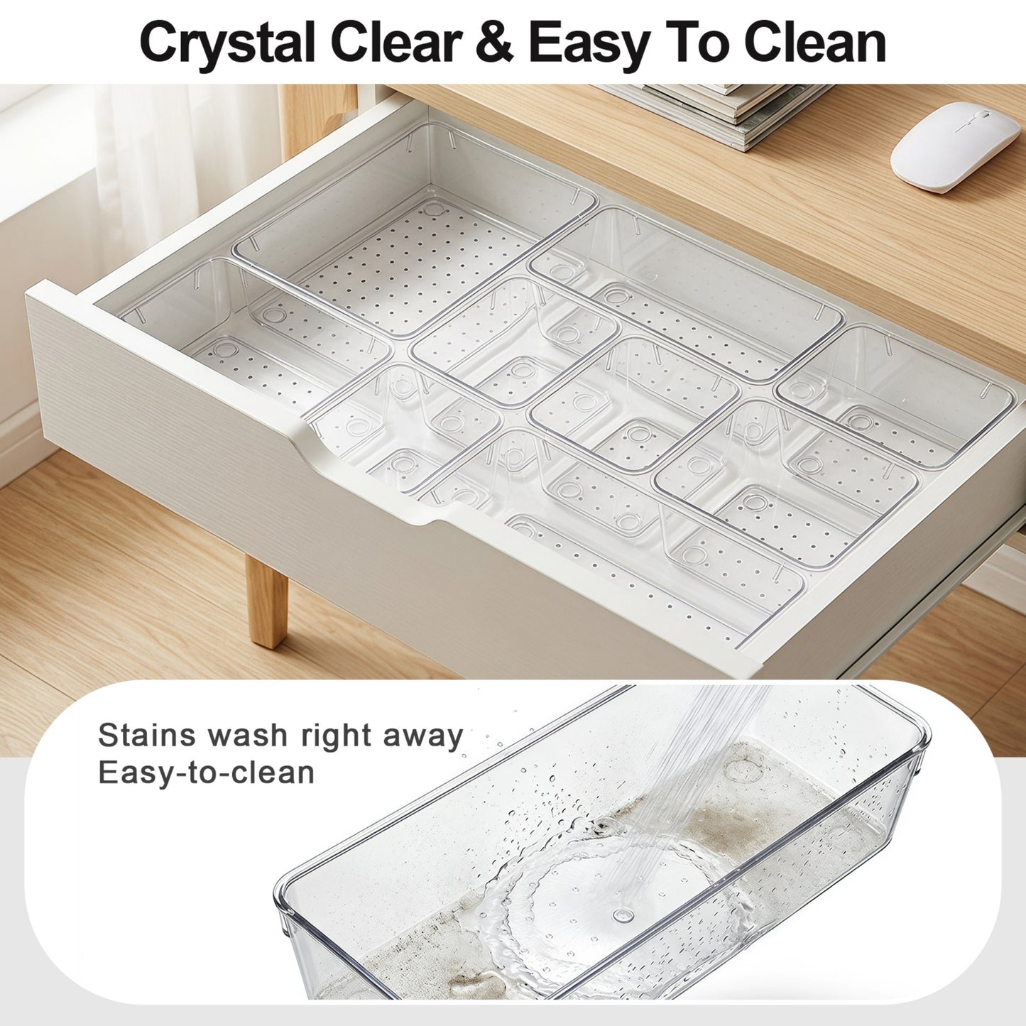 YHIPL 60 Pcs Plastic Drawer Organizers Set, Desk and Makeup Trays, Organizer Tray for Office & Bedroom, Bathroom