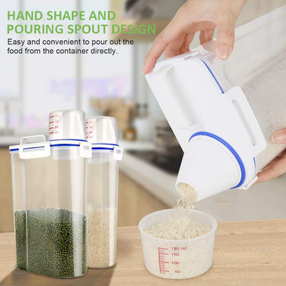 Asnews 5.5/11/22 Lbs Rice Dispenser Storage With Date Tracker & Spice Box, Bpa-Free Clear Rice Holder Dispenser, Cereal Dispenser For Pantry For Rice, Quinoa, Corn, Beans, And Other Small Grains