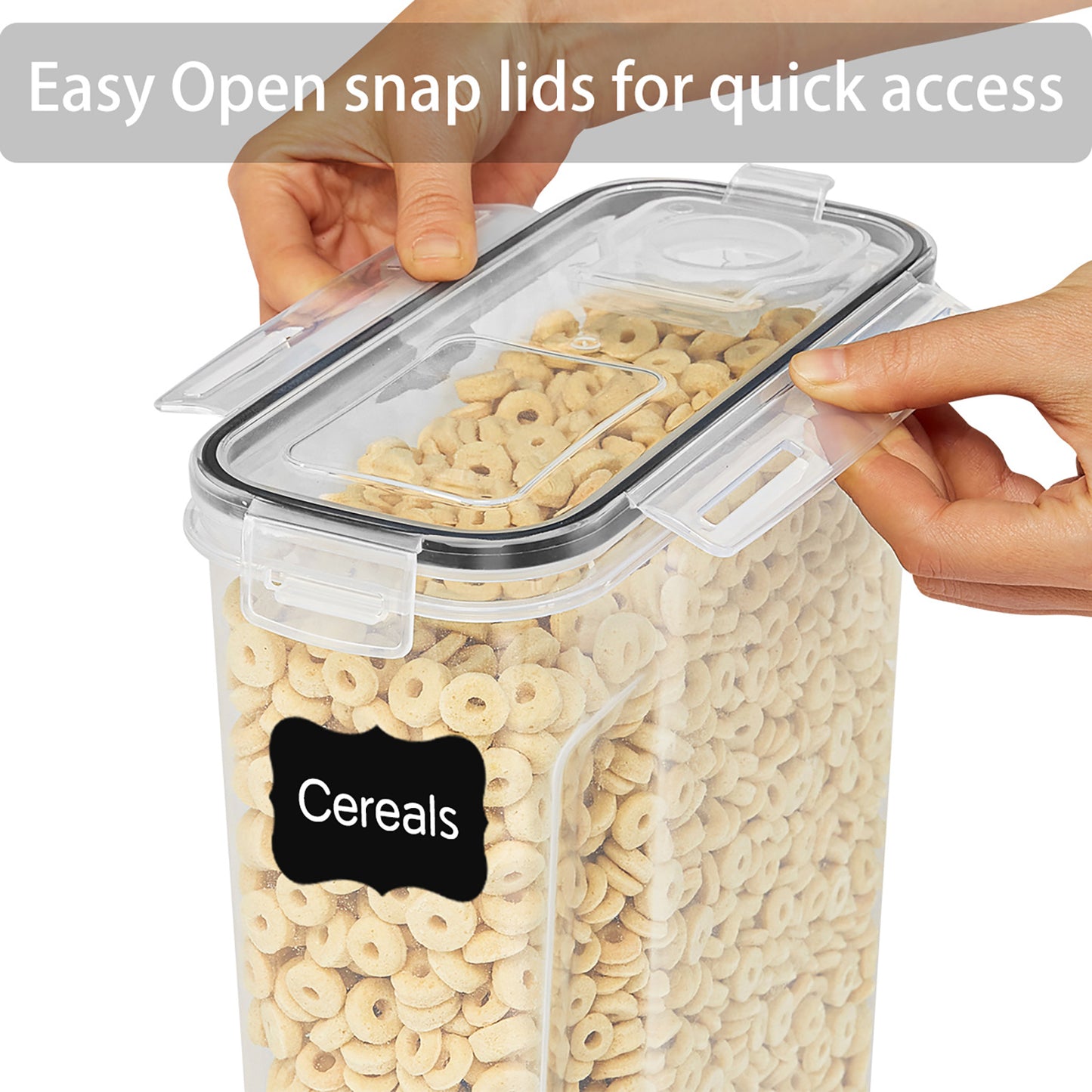 YHIPL Kitchen Cereal Containers Storage Set with Lids – 4 Pack 4L/135.2OZ Airtight Food Storage Containers for Pantry Organization and Storage