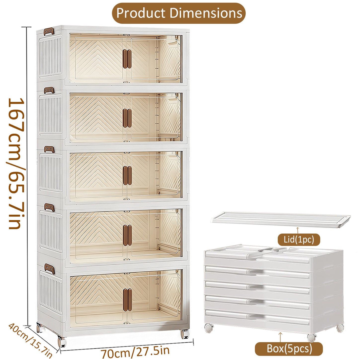 YHIPL Stackable Storage Bins with Lids & Magnetic Doors,  Foldable Storage Cabinet with Wheels, Transparent Plastic Storages Drawers for Bedrooms, Living Rooms, and Studies