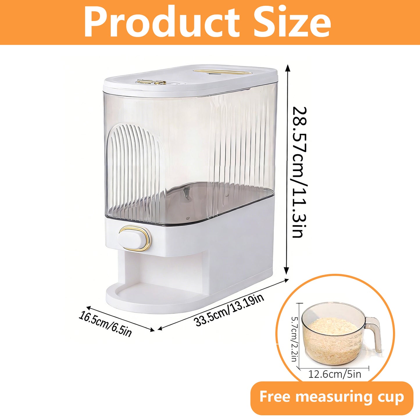 Asnews 5.5/11/22 Lbs Rice Dispenser Storage With Date Tracker & Spice Box, Bpa-Free Clear Rice Holder Dispenser, Cereal Dispenser For Pantry For Rice, Quinoa, Corn, Beans, And Other Small Grains