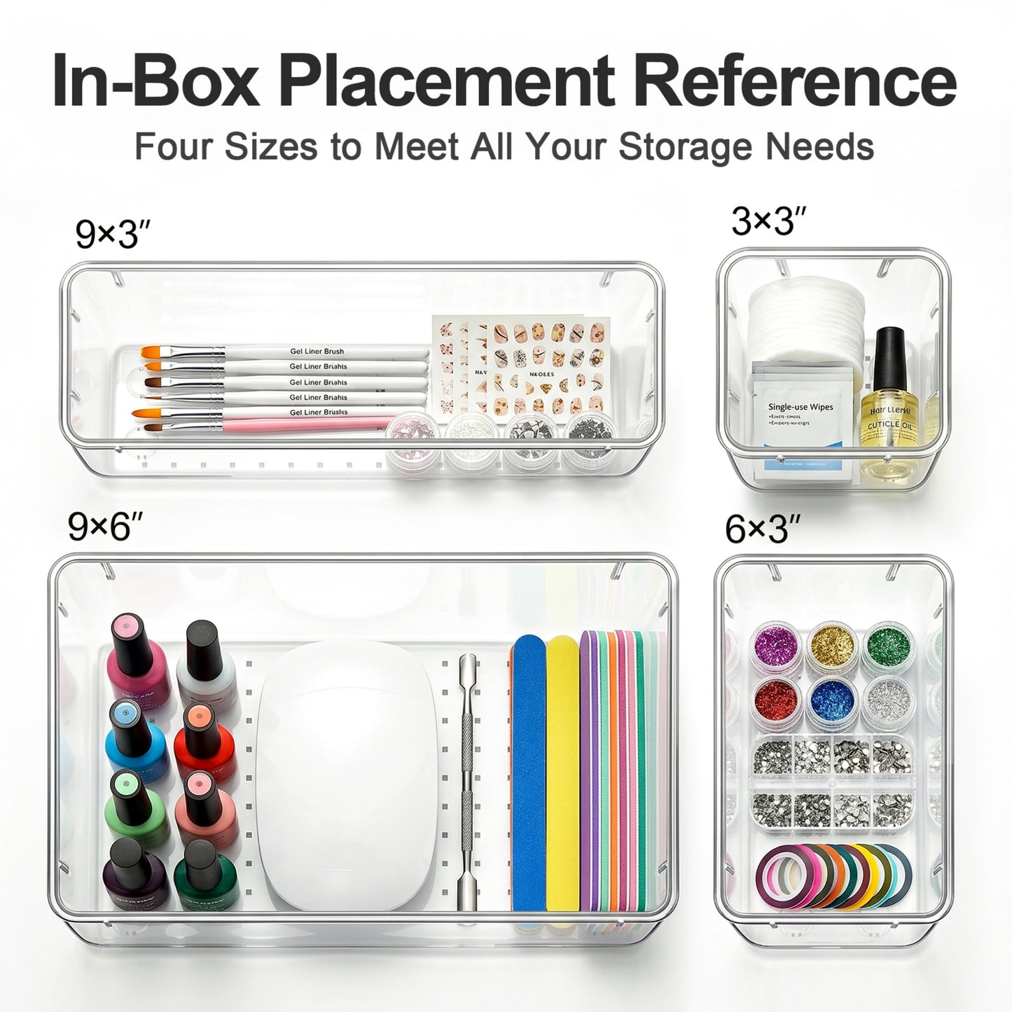 YHIPL 60 Pcs Plastic Drawer Organizers Set, Desk and Makeup Trays, Organizer Tray for Office & Bedroom, Bathroom