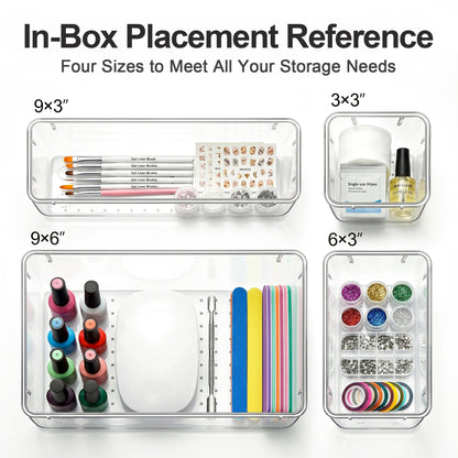 YHIPL 60 Pcs Plastic Drawer Organizers Set, Desk and Makeup Trays, Organizer Tray for Office & Bedroom, Bathroom