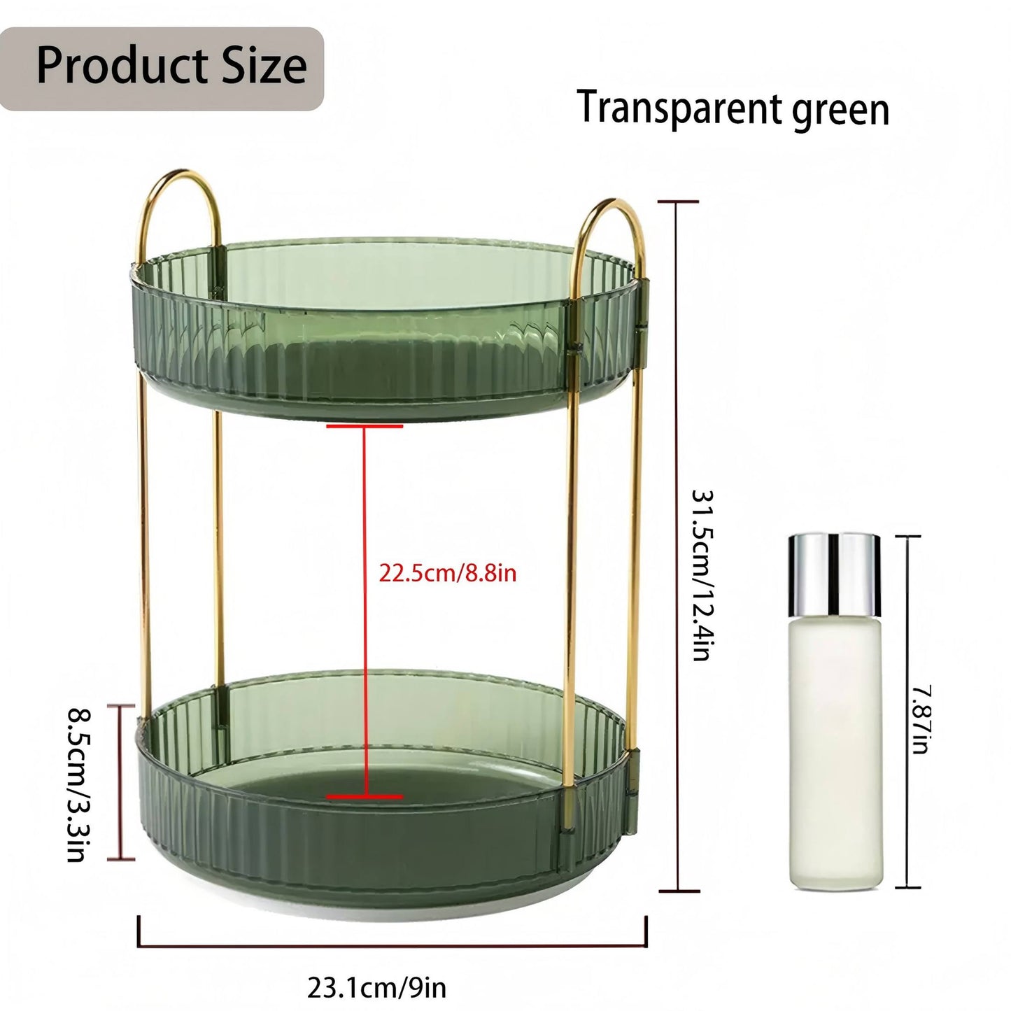 YHIPL 360° Rotating Adjustable Makeup Organizer, with Sturdy Metal Frame