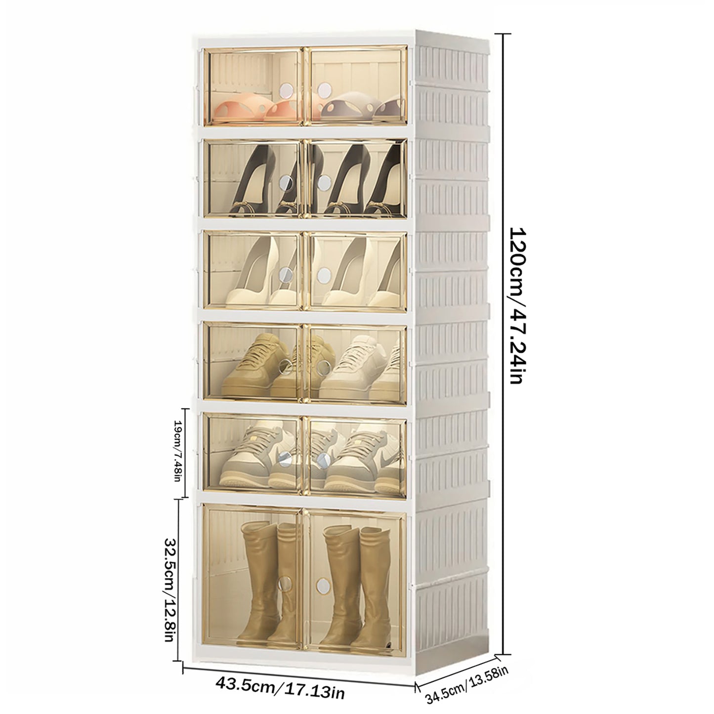 Asnews 3/6/9-Tier Foldable Shoe Organizer Storage Box, Portable Shoes Storage Cabinet with Cover, Magnetic Clear Door