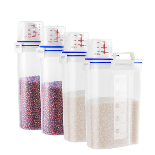 Asnews 5.5/11/22 Lbs Rice Dispenser Storage With Date Tracker & Spice Box, Bpa-Free Clear Rice Holder Dispenser, Cereal Dispenser For Pantry For Rice, Quinoa, Corn, Beans, And Other Small Grains