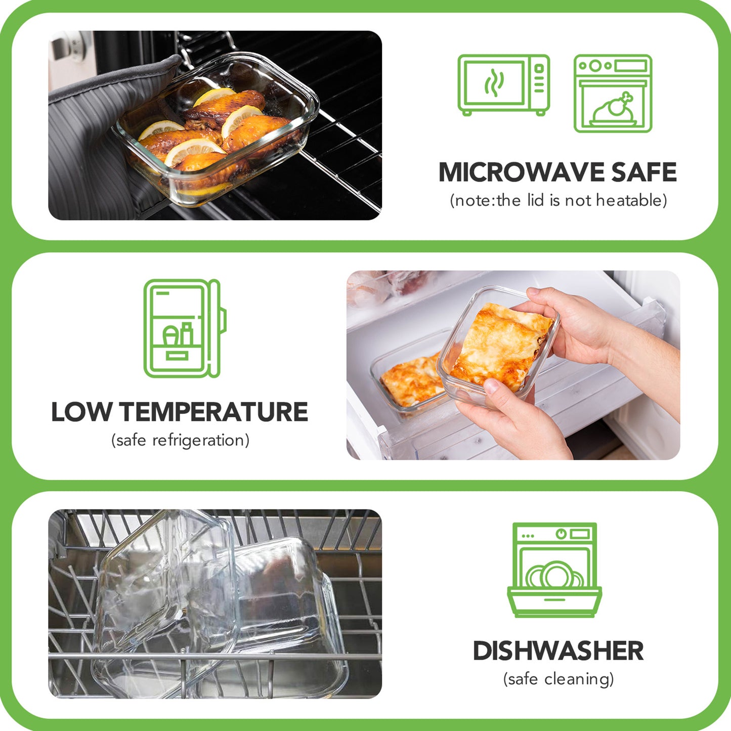 Asnews 16Pcs Glass Food Storage Containers with Lids Set, Airtight Bento Boxes, for Microwave, Oven, Freezer and Dishwasher Safe