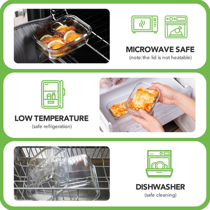 Asnews 16Pcs Glass Food Storage Containers with Lids Set, Airtight Bento Boxes, for Microwave, Oven, Freezer and Dishwasher Safe