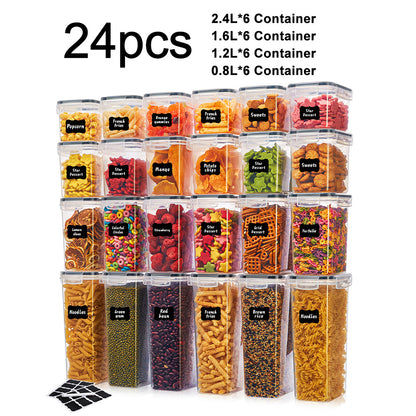 Asnews 24PCS Airtight Food Storage Containers with Lids, Plastic Kitchen and Pantry Organization Canisters