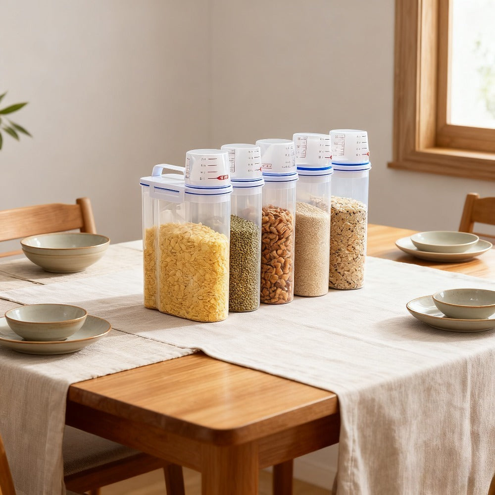 Asnews 5.5/11/22 Lbs Rice Dispenser Storage With Date Tracker & Spice Box, Bpa-Free Clear Rice Holder Dispenser, Cereal Dispenser For Pantry For Rice, Quinoa, Corn, Beans, And Other Small Grains